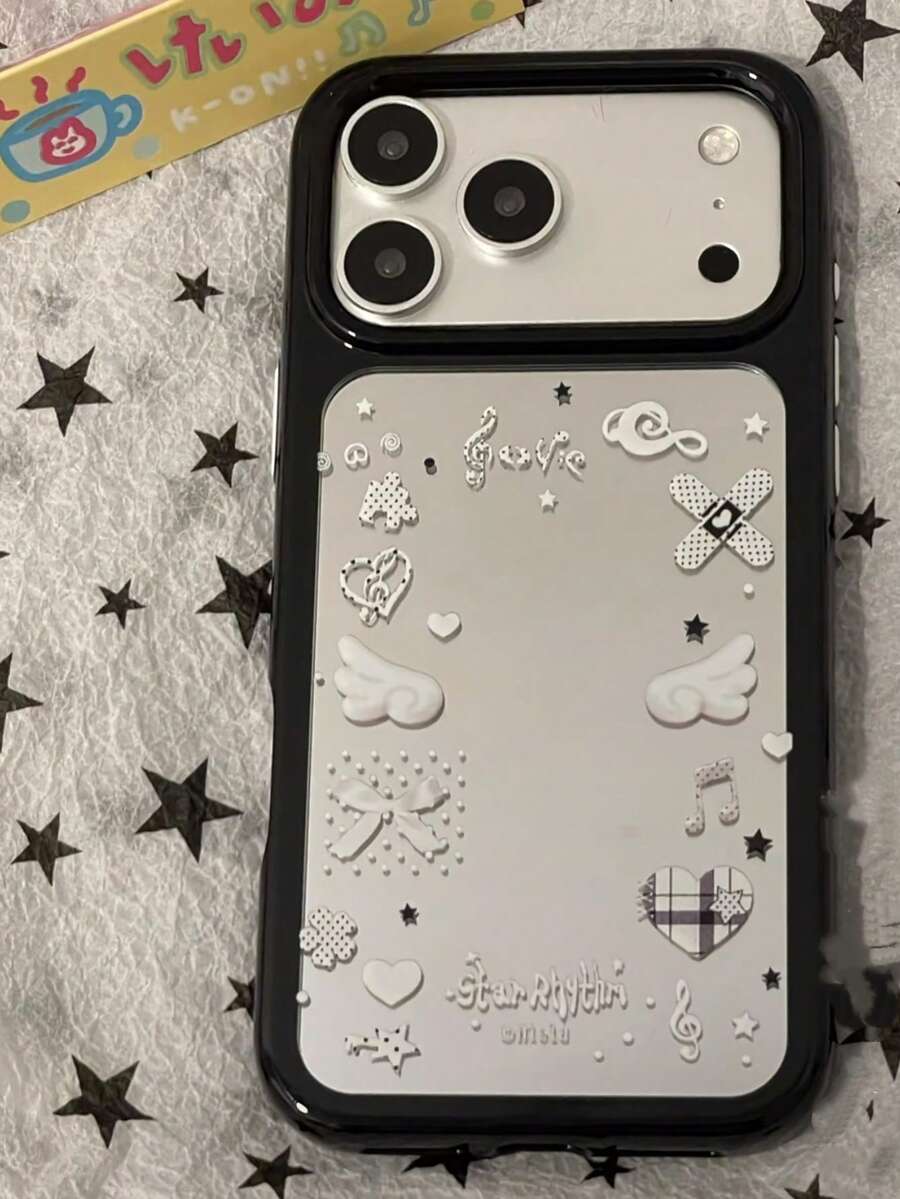 軟膜翼熊手機殼，適用於 Apple 16/17 Pro Max/ 15 Pro/14/13，全包覆防震保護套，女款 - 黑色 - 查看 1