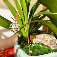8pcs Fairy Garden Accessories - 4 Sets Miniature Garden Decor, Disco Ball Glitter Theme Mini Fairy Magic Decorations, Micro Landscape Potted Plant Stakes - Indoor & Outdoor Use - Garden Floor Planting - View 6