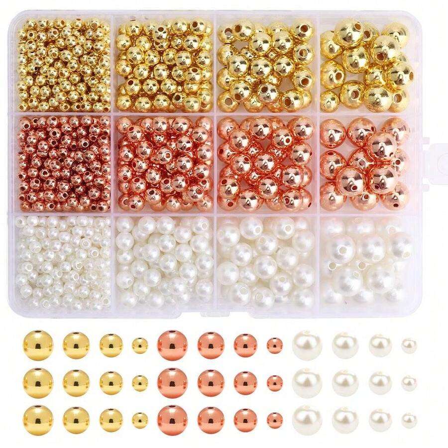 12-Grid Versatile Elegant Beaded Set, Compact Jewelry Box For DIY Necklace, Bracelet, Earring, Hair Accessory Making, Creative Graduation Gift - Multicolor - View 1