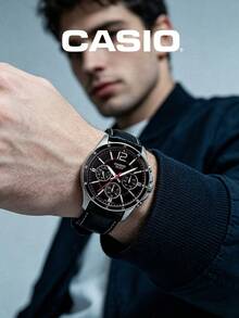 Đồng hồ CASIO Business Daily Essential dành cho nam, dây da, máy quartz, mặt đen, chống nước 30M, hiển thị ngày, kiểu dáng thường ngày MTP-1374L-1A - màu đen - Xem 3