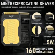 LQT 专业男士理发套装 - 1/2/3/4 件套，迷你无线理发器，USB 充电式修剪器，耳鼻毛修剪器和剃须刀，适合初学者或家庭使用，父亲节礼物，送礼佳品 - 金色 - 查看 8