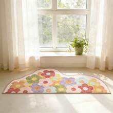 1pc Wavy Floral Soft Living Room Floor Mat, Bedroom Decor, Home Casual Carpet, Decorative Rug, Bedroom Decor, Small Rug, Carpet, Home Decor, Living Room Carpet, Living Room Small Rug, Bedroom Carpet, Living Room Home Decor, Outdoor Carpet, Washable Rug - Multicolor - View 3