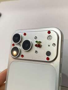 Compatible With Apple 17Promax Lens Base Film, Ins Style 3D Adhesive Drill, Apple 17Pro Electrostatic Adsorption All Inclusive Protective Sticker, IP17pm High-End Heavy-Duty Decorative Scratch Resistant Transparent Lens Protective Film - Cherry - View 6