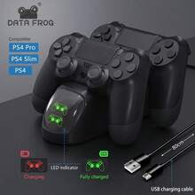 DATA FROG Base de Carga Dual para Control de con Chip de Protección Inteligente y Luz Indicadora LED para Base de Carga Rápida - Negro - Ver 1