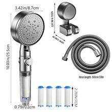 5-Setting High Pressure Handheld Shower Head Set - Detachable Shower Head With On/Off Switch, 4 Replacement Filters, Stainless Steel Hose And Adjustable Bracket Suitable For Hard Water - Shower Set - View 3