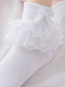 Niñitas Calcetines con diseño de lazo - Blanco - Ver 3