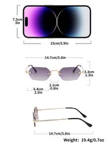 1 Pair Frameless Small Frame Glasses, Retro Personalized High-Quality Fashion Glasses Suitable For Runway, Beach, Vacation - Multicolor - View 7