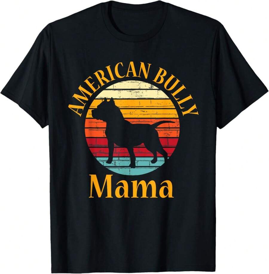 Bully American Mama Mom Bulldog Gift, Bull Dog Gift Unisex T-Shirt - 黑色 - 查看 1