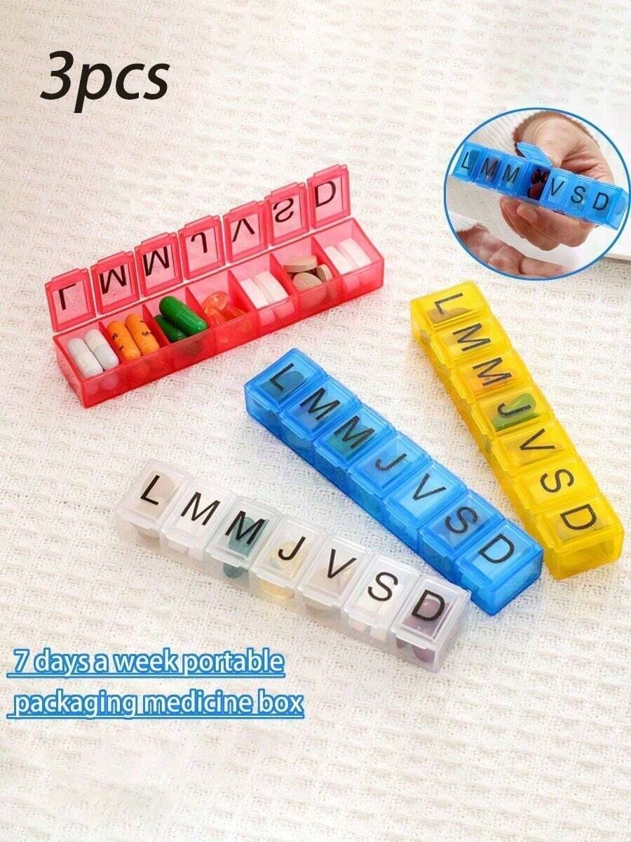 1pc Portable Mini Pill Box, Letter Pill Case, Cute Pink 7-Day Travel Medication Storage Container, Compartment Organizer, Portable Morning & Night Pill Holder, Suitable For Easter, King's Day, Baptism, Confirmation, Wedding, Father's Day, Mother's Day, Pride Month, Camping, Party Favors, Airplane Essentials, Travel Accessories, That Girl Essentials - View 1