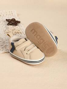 1 Pair Newborn Infant Boy Solid Color Casual Versatile Flat Anti-Kick Sports Shoes Suitable For Spring And Autumn - Apricot - View 1
