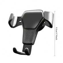 1pc Gravity Auto-Clamping Car Phone Holder, Air Vent Installation, Faux Leather Texture Phone Mount, Suitable For Most Car Models - Multicolor - View 5