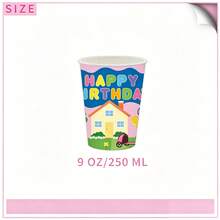 Hasbro Juego de vajilla desechable para fiesta de 10 personas con temática de cerdito, que incluye platos de papel, vasos, servilletas, mantel - 10 vasos de papel rosas - Ver 4