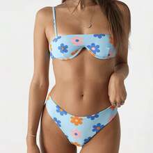 2026 New Two-Piece Sexy Strapless Swimsuit Bikini - Small Floral Pattern - View 4