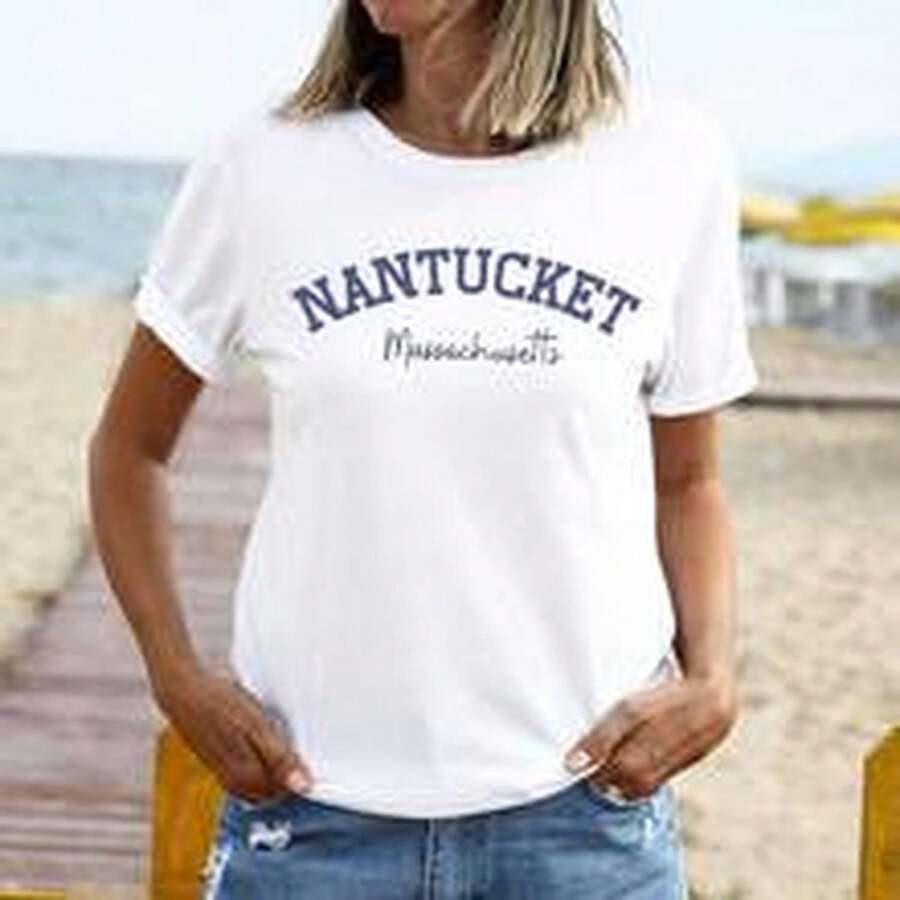 Nantucket Summer VaC1Ation S1oftY1Le T1EE S1Hirt Gift, NantuckeT1 Iand Gift, Nantucket Ma1ssachuS1et Gift, Nantucket S1Hirt, Nantucket Gift T1EE - Blanco - Ver 1