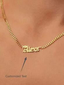 1pc Customized Gothic Style Name Necklace, Gold Rose Gold Personalized Name Necklace, Customized Gift, Christmas Gift, Valentine's Day Gift, Birthday Gift - Multicolor - View 1