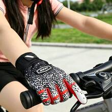 1 Pair ROXF Colorblock Printed Full Finger Cycling Gloves, Non-Slip Breathable, Touchscreen Compatible, Suitable For Cycling, Off-Road, BMX, Skateboarding And Other Sports - Orange - View 7