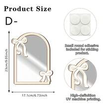 1pc Cute Acrylic Decorative Mirror, Wooden Frame With Bowknot Decor, Bohemian Style, Suitable For Living Room, Bedroom, Bathroom Home Decor, Girls Makeup Mirror, Dorm Decor, Shatterproof, Christmas Decoration - Acrylic Mirror Wall Stickers - View 14