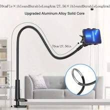 1Pc Premium 360 Degree Rotating Phone Tablet Holder, Stable Spiral Base Thickened Metal Flexible Gooseneck Slouchy Bracket, Freely Adjustable Angle Anti-Slip Shockproof Universal Device Stand - Multicolor - View 5