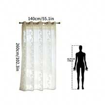 Cortina transparente para exterior com estampa de folhas de outono (1 peça), com design de argolas na parte superior, ideal para gazebo, pátio e varanda. - Branco - Ver 17