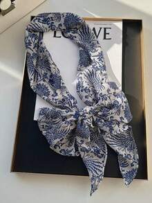 1pc Blue And White Porcelain Style Scarf, Elegant 2026 New Spring/Summer Fashion Versatile Thin Neck Scarf - Multicolor - View 6