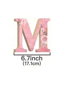 粉色花卉图案装饰木质桌面收纳盒 - 内含26个大写英文字母。适用于家居、农舍、办公室或咖啡馆 | 精美桌面装饰，理想礼物，桌面收纳盒，万圣节/圣诞节装饰品 - 多色 - 查看 12