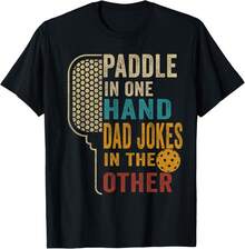 Paddle In One Hand Dad Jokes In The Other Pickleball Funny Gift Unisex T-Shirt - 黑色 - 查看 1