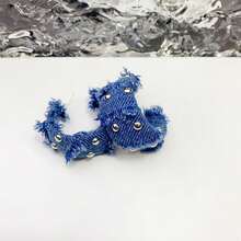 2PC Fashion  Denim Round Earrings, Fashion  Simple Earrings, Light Luxury, High-End Sense Of Versatility, Women's Party Banquets, Daily Versatility - 藏蓝色 - 查看 10