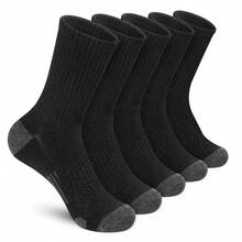 1/5/10 Pairs Men's Athletic Crew Socks Black & White & Gray Arch Compression Cushioned Boot Moisture Socks For Hiking Sports Running - Multicolor - View 12