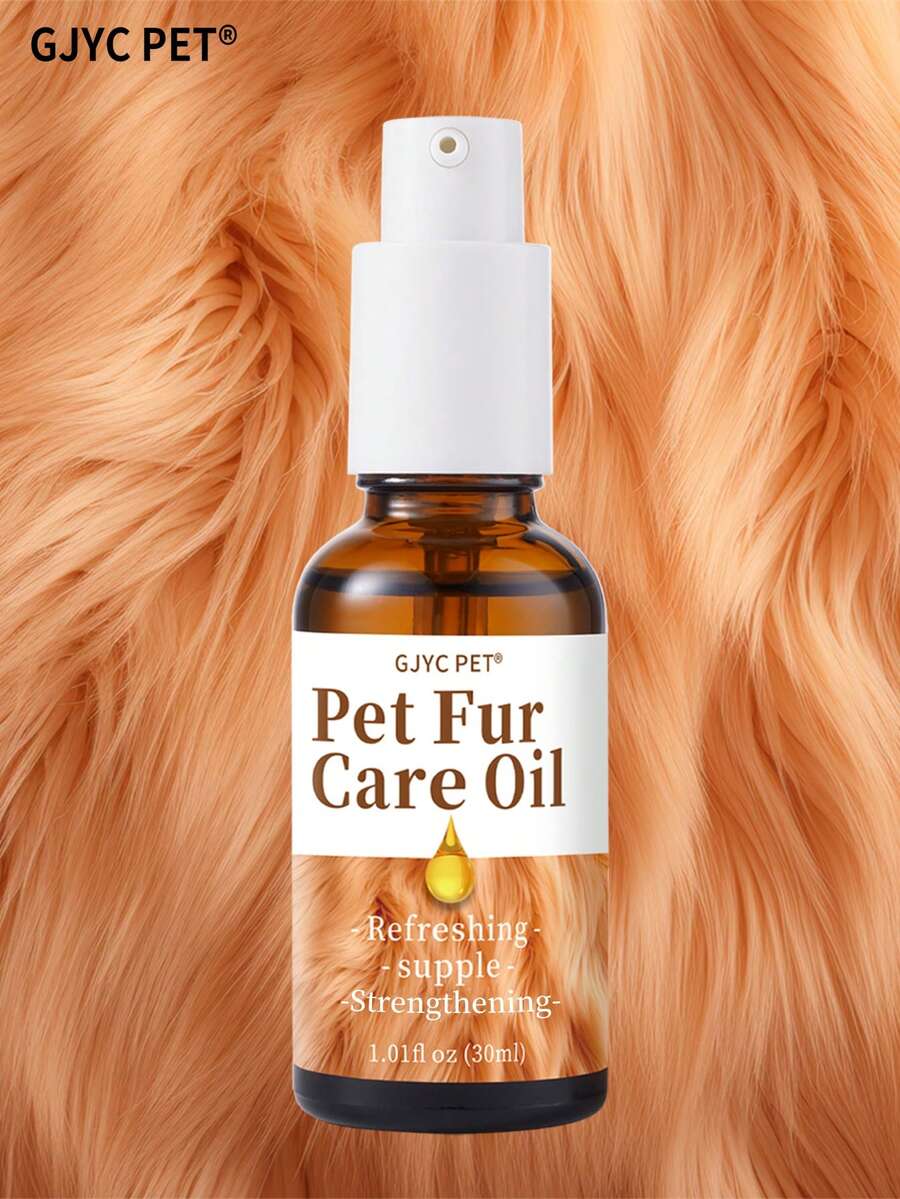 GJYC PET 宠物毛发护理油 – 易于梳理毛发，减少掉毛，免洗护发素，适用于犬猫，富含胶原蛋白和滋养油，增添光泽，1.01 液盎司