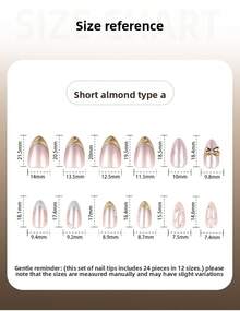 Gold Bow French Pearl Pink Short Wearable Nails With Flashing Pearls, New Style, Brightening Effect, False Nails - Như hình ảnh minh họa, keo dán dạng gel không được bao gồm. - Xem 6