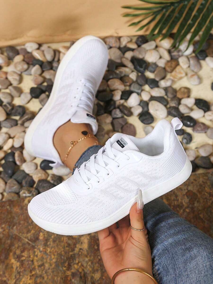 AOSEIN Women's Plus Size Wide Toe Box Lace-Up Versatile Soft Sole Breathable Striped Decor Athletic Shoes Suitable For Outdoor Sports