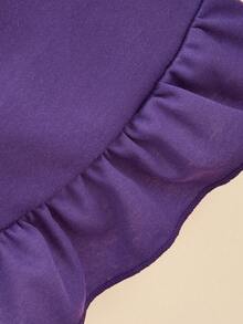 1pc Ruched T-Shirt Dress, Princess Ruffle Hem, Sleeveless Pet Dog Cat Dress, Spring/Summer - Purple - View 6