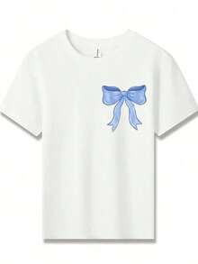 American Honey Kids' Short Sleeve T-Shirt With 4th Of July Cartoon Print, 180g, Soft, Comfortable And Breathable, Suitable For All Seasons, Perfect For Boys And Girls For Everyday Wear, School And Casual Sportswear. An Ideal Crew Neck T-Shirt For Holiday Parties, Gatherings, Outdoor Activities And Travel. - 咖啡棕 - 查看 2