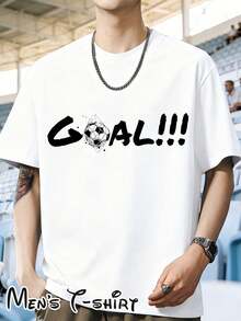 [Official World Cup License] Short Sleeve T-Shirt With World Cup Print "Goal Celebration Style", Suitable For Shopping, Casual Fashion, House Parties, With A Goal Celebration Graffiti Style, Ideal For Daily Outings, Meetings With Friends, Dinners, Travel And Business Trips, A Gift For Football Fans, 100% Cotton - 白色 - 查看 6