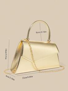 1 Piece White PU Material Flap Clutch Bag With Luxury Metal Decoration, Showing Fashion And Elegance, Suitable For Holding, Carrying, Wearing On The Shoulder Or Crossbody, P - 駝色 - 查看 6