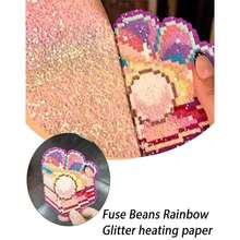 2026 New 6Pcs Holographic Ironing Paper, Glitter Fuse Bead Heat Resistant Melting Sheet Crafts, Beading Fabric(30x30cm/11.8x11.8) - C - View 5