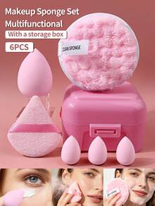 Juego de 6 piezas de esponjas de maquillaje multifuncionales con caja de almacenamiento, herramientas de maquillaje portátiles para viajes - Multicolor - View 11