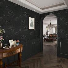 1 Roll Thickened Black Floral Embossed Contact Paper, Peel And Stick Removable Waterproof PVC Vinyl Wallpaper For Cabinets Countertops Drawers Table Kitchen Bathroom Home Decor - Black - View 3