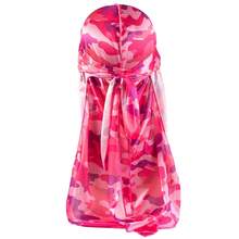 ZTZI Men's Silk Camo Durag Set - Street Style Pirate Hats & Long Tail Headscarves Camouflage Pattern Polyester (Polyester) Durag Solid Color All Season - K Multi-color - View 7