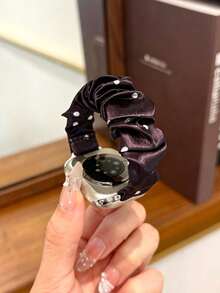 Huastonband 1件編織彈性尼龍透氣舒適運動手錶錶帶，適用女性，兼容 38/40/41mm、42/44/45/46/49mm，兼容 Ultra3/2/1/Se/S11/S10/S9/S8/S7/S6/S5/S4/S3/S2/S1，適合戶外運動健身，年輕時尚男女夏季海灘配件，度假禮物 - 黑色 - 查看 3
