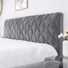 Grey Velvet Headboard Cover, Universal Size, Dust-Proof, Bed Frame Soft Pad, Modern Bedroom Decor, Easy To Clean, Home Upgrade - Dark Gray - View 2