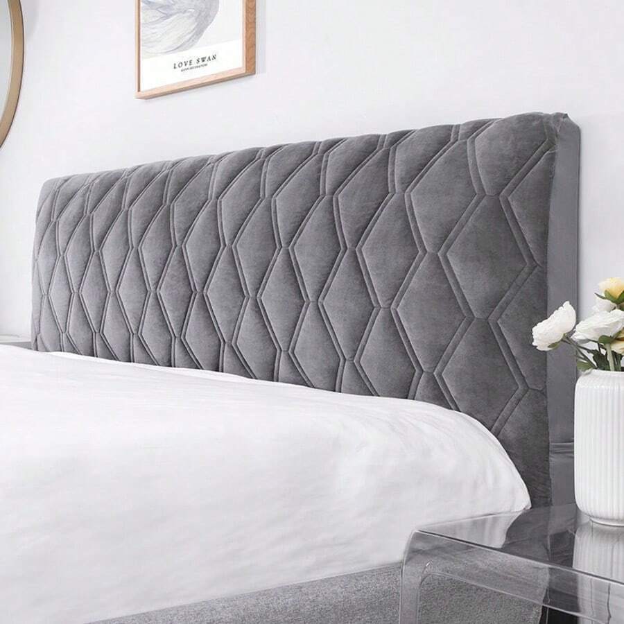 Grey Velvet Headboard Cover, Universal Size, Dust-Proof, Bed Frame Soft Pad, Modern Bedroom Decor, Easy To Clean, Home Upgrade