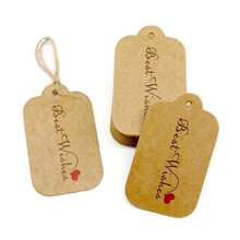 100 pezzi + 20 metri di corda di canapa 3x5cm, confezione regalo fatta a mano per ringraziare, cartellino appendibile, cartellino per prodotti da forno - Biglietto di ringraziamento fatto a mano per confezionare i regali - Visualizzare 12
