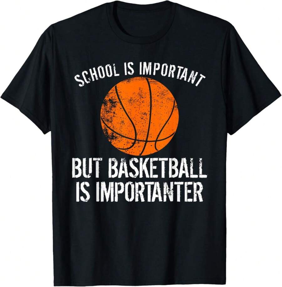 School Is Important But Basketball Is Importanter Unisex T-Shirt - Black - View 1