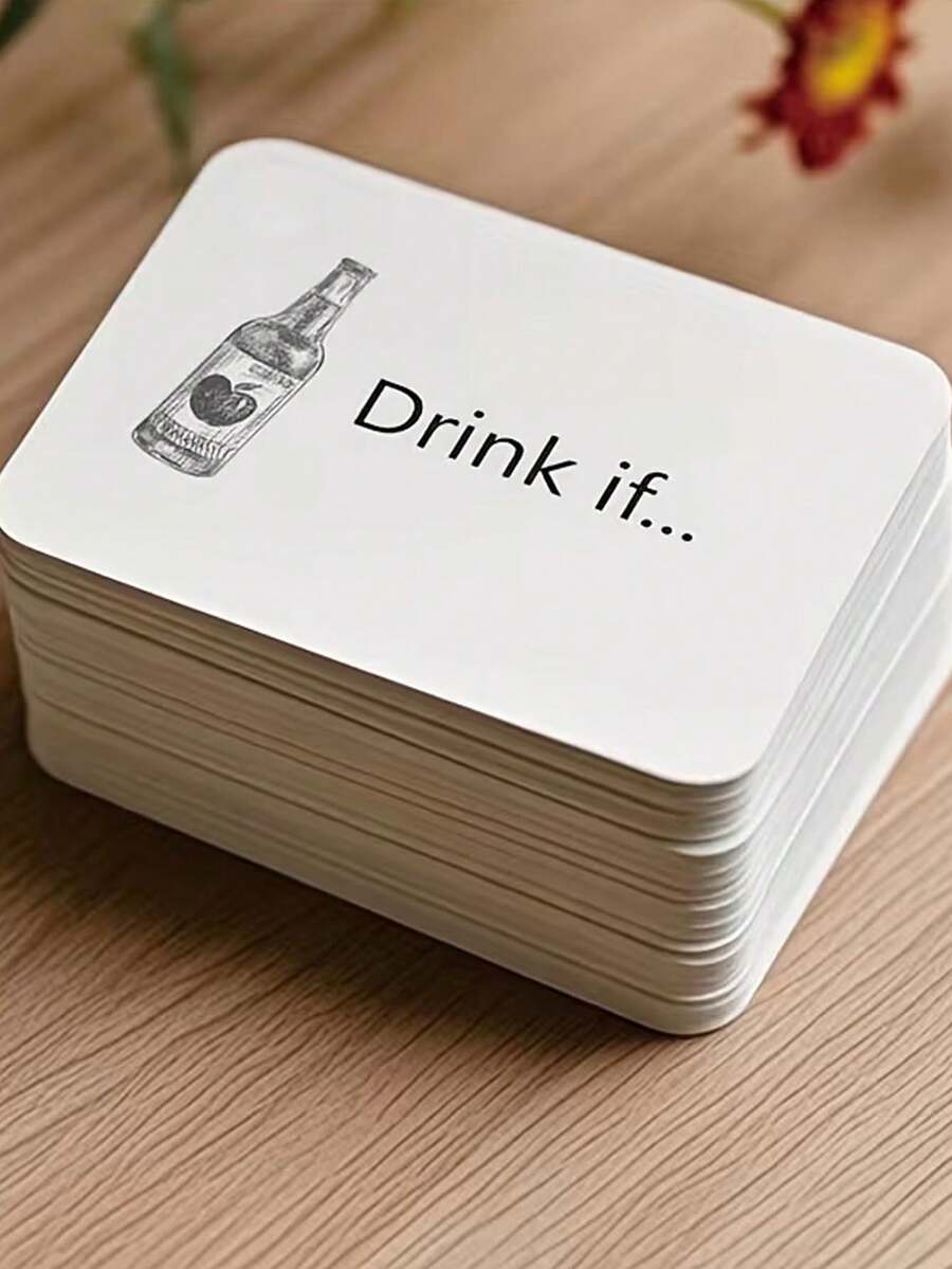 100pcs Beverage Theme Game Cards, Black & White Beer Bottle Design, Portable And Easy To Use, Suitable For Theme Party Favors, Fun Game Cards, Party Gifts, Friend Gathering Interaction Cards And Casual Tabletop Game Props - One Size Fits All - View 1