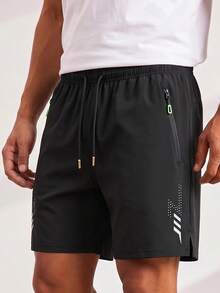 Driftmere 3 Peças Shorts Masculinos Simples, Soltos, Finos e de Secagem Rápida com Estampa de Raio, Shorts Esportivos Casuais Grandes e da Moda, Calças Capri - Multicolorido - Visão 1