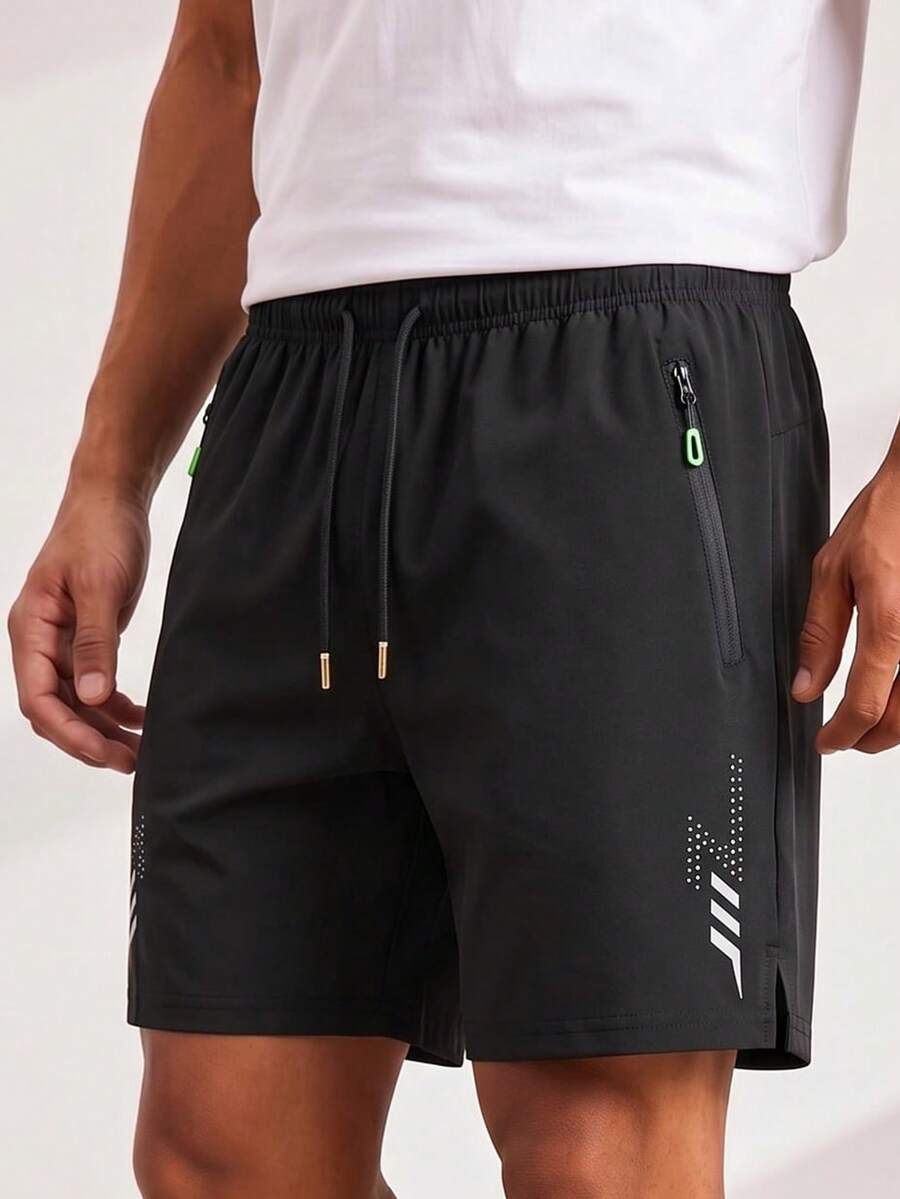 Driftmere 3 Peças Shorts Masculinos Simples, Soltos, Finos e de Secagem Rápida com Estampa de Raio, Shorts Esportivos Casuais Grandes e da Moda, Calças Capri - Multicolorido - Visão 1