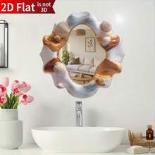1 pieza Marco de espejo de pared 2D - Marco con forma de concha moderna con marco de madera y espejo, adecuado para decoración de pared de sala de estar, dormitorio, baño - Fácil de instalar, mejora el espacio con el espejo - 1PC - Ver 6