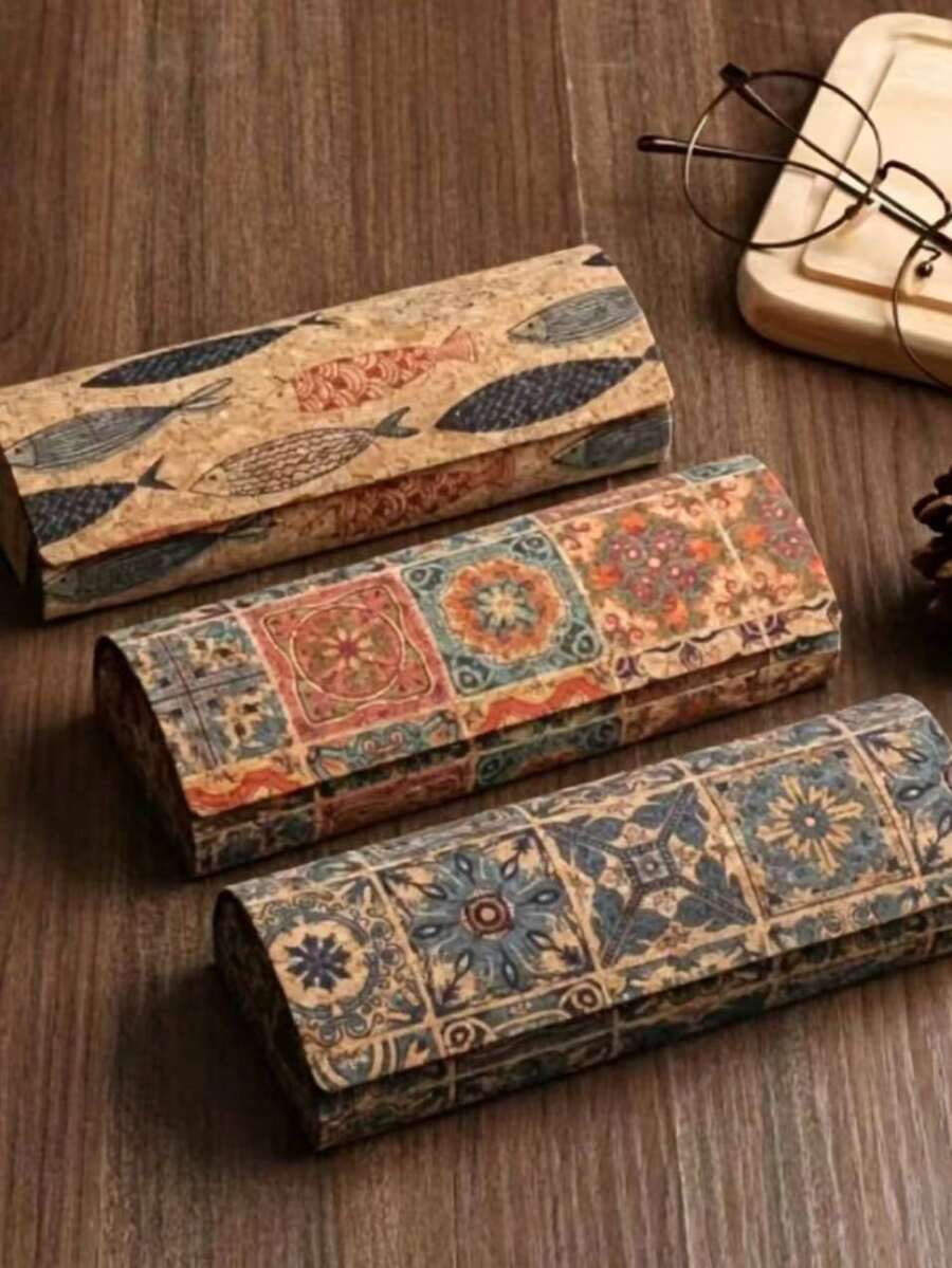 1 pieza Estuche de gafas vintage hecho a mano, estuche de gafas de moda para miopía - A - Ver 1