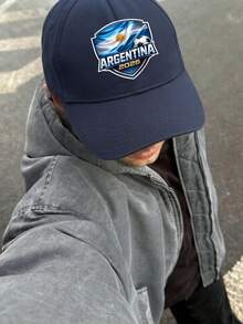 Argentina 2026 Football Flag Design, Fashionable Sports Cap, Unisex Adjustable Baseball Cap Hat For Men Women Machine Washable Outdoor Sun Hat - 藏蓝色 - 查看 4